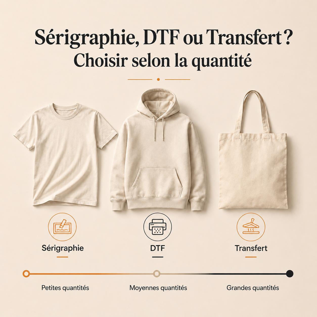 Sérigraphie, DTF ou Transfert ? Comment choisir selon votre quantité